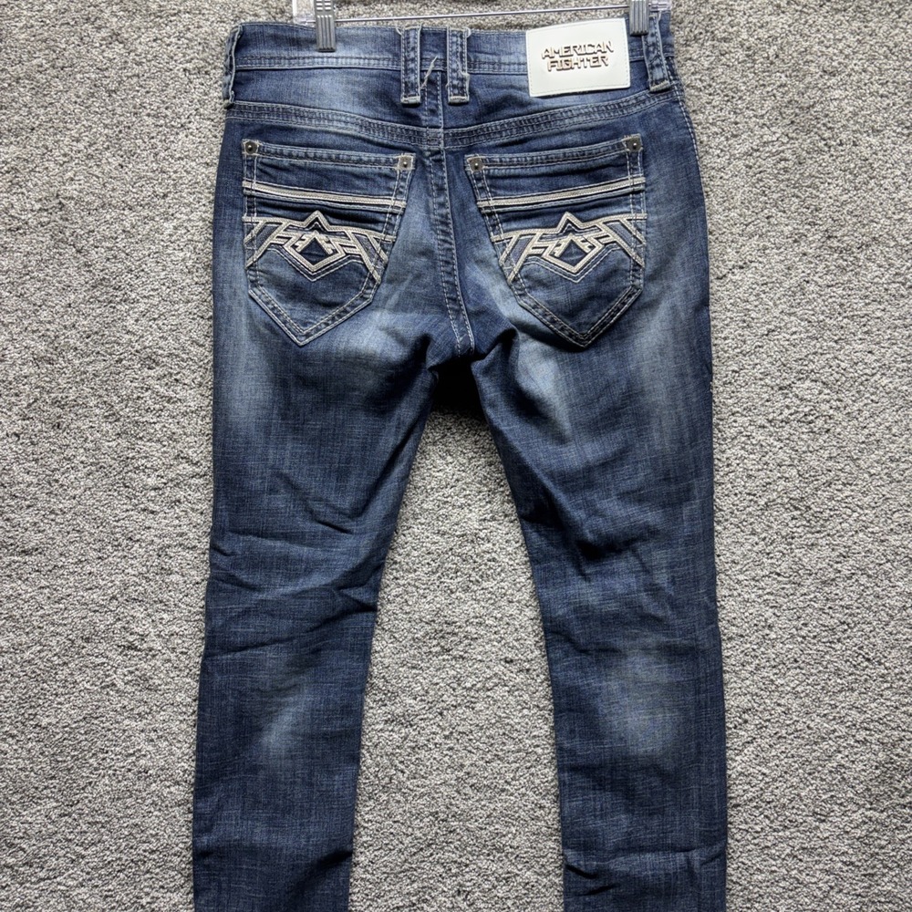 American Fighter Jeans Mens Size 32x32 (30 Tag) Distressed Blue Defender SlimFit